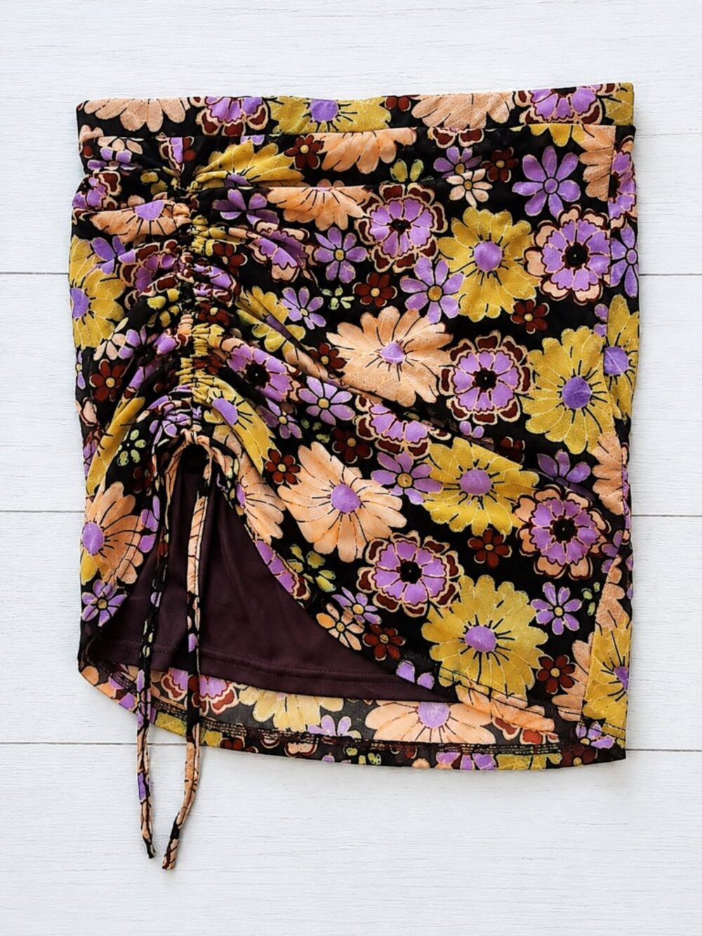 Princess Polly Y2K Floral Mini Skirt Size 10 Ruched Side Party Festival